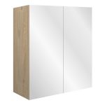 Platinum 600mm Mirrored Wall Unit - White Gloss (Oak Cab)