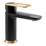 Abode Levarto Basin Mixer - Matt Black & Brass