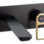 Abode Levarto Wall Mounted Basin/Bath Mixer - Matt Black & Brass