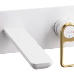 Abode Levarto Wall Mounted Basin/Bath Mixer - Matt White & Brass