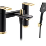 Abode Levarto Deck Mounted Bath Shower Mixer - Matt Black & Brass