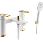 Abode Levarto Deck Mounted Bath Shower Mixer - Matt White & Brass