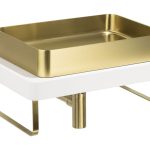 Abode Tableau/Iox Shelf & Tablet Basin Set - Chalk White w/Brushed Brass Finishes
