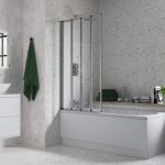 815x1400mm Framed Four Fold Bath Screen (6mm) - Chrome