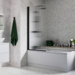 Fluted 800x1500mm Single Straight Bath Screen (5mm) - Matt Black