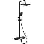 Vema Thermostatic Shower Column w/Fixed Head  Riser  Shelf & Foot Wash - Black