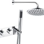 Jet Shower Pack One - Two Outlet Twin Shower Valve w/Handset & ABS Overhead - Chrome