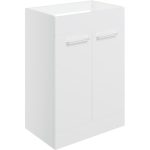Unify 590mm Floor Standing 2 Door Basin Unit (No Top) - White Gloss