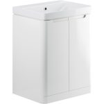 Pearl 605mm 2 Door Floor Standing Basin Unit - White Gloss