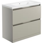 Regal 815mm 2 Drawer Floor Standing Basin Unit Inc. Basin - Matt Latte