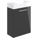 Unify 410mm Wall Hung 1 Door Basin Unit & 1TH Basin - Anthracite Gloss