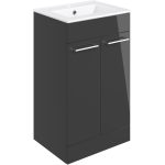Unify 510mm Floor Standing 2 Door Basin Unit & 1TH Thin Edge Basin - Anthracite Gloss