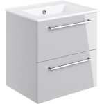 Unify 510mm Wall Hung 2 Drawer Basin Unit & 1TH Thin Edge Basin - Grey Gloss