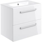 Unify 610mm Wall Hung 2 Drawer Basin Unit & 1TH Thin Edge Basin - White Gloss