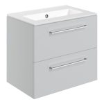 Unify 610mm Wall Hung 2 Drawer Basin Unit & 1TH Thin Edge Basin - Grey Gloss