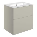 Linea 610mm Wall Hung 2 Drawer Basin Unit & 1TH Basin - Matt Latte