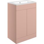 Linea 615mm Floor Standing 2 Door Basin Unit & 1TH Basin - Matt Antique Rose