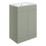 Linea 610mm Floor Standing 2 Door Basin Unit & 1TH Basin - Matt Olive Green