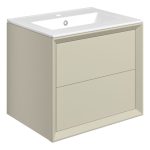 Apex 610mm Wall Hung 2 Drawer Basin Unit & 1TH Thin Edge Basin - Matt Cotton