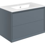 Apex 810mm Wall Hung 2 Drawer Basin Unit & 1TH Thin Edge Basin - Matt Storm Blue