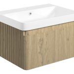 Sapphire 605mm Wall Hung 1 Drawer Basin Unit & Basin - Textured Oak