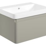 Elite 605mm Wall Hung 1 Drawer Basin Unit & Basin - Matt Latte