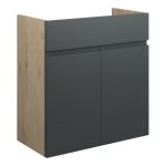 Diamond 600mm Standard Basin Unit - Matt Graphite Grey (Oak Cab)