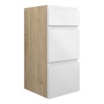 Diamond 300mm Standard 3 Drawer Unit - White Gloss (Oak Cab)