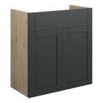 Crystal 600mm Standard Basin Unit - Matt Graphite Grey (Oak Cab)