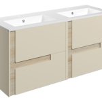 Lavish 1210mm Wall Hung 4 Drawer Basin Unit & 0TH White Thin Edge Basin - Matt Cotton & Oak Effect