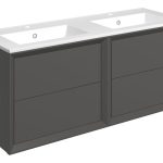 Apex 1210mm Wall Hung 4 Drawer Basin Unit & 2TH Thin Edge Basin - Matt Clay