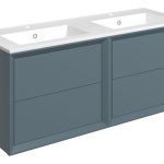 Apex 1210mm Wall Hung 4 Drawer Basin Unit & 2TH Thin Edge Basin - Matt Storm Blue