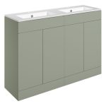 Linea 1210mm Floor Standing 4 Door Basin Unit & 2TH Basin - Matt Olive Green