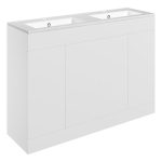 Linea 1210mm Floor Standing 4 Door Basin Unit & 2TH Basin - Matt White