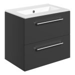 Unify 610mm Wall Hung 2 Drawer Basin Unit & 0TH Thin Edge Basin - Anthracite Gloss