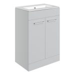 Unify 610mm Floor Standing 2 Door Basin Unit & 0TH Thin Edge Basin - Grey Gloss