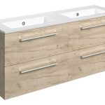 Unify 1210mm Wall Hung 4 Drawer Basin Unit & 0TH Thin Edge Basin - Oak