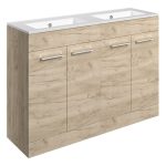 Unify 1210mm Floor Standing 4 Door Basin Unit & 0TH Thin Edge Basin - Oak