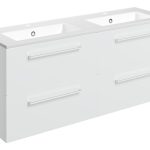 Unify 1210mm Wall Hung 4 Drawer Basin Unit & 2TH Thin Edge Basin - White Gloss
