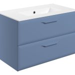 Stark 815mm Wall Hung 2 Drawer Basin Unit w/1TH Basin - Matt Misty Blue