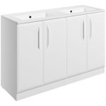 Stark 1210mm Floor Standing 4 Door Basin Unit w/0TH Basin - Matt White