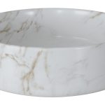 Cascade 355mm Ceramic Round Washbowl & Waste - Marble Effect