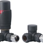 Round Thermostatic Anthracite Radiator Valves - Corner