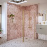 Elite Optional 1950x300x8mm Rotatable Wetroom Panel (Full Hinge) - Brushed Brass