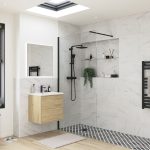 Elite 1200mm Wetroom Panel & Support Bar - Black