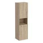VitrA Root Flat 40cm 2 Door Semi-Tall Unit w/Laundry Basket (LH Hinge) - Natural Oak