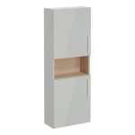 VitrA Root Flat 55cm 2 Door Semi-Tall Unit (LH Hinge) - Shiny Pearl Grey
