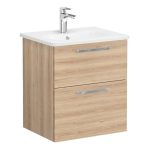 VitrA Zentrum 60cm 2 Drawer W/H Washbasin Unit - Natural Oak