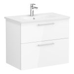 VitrA Zentrum 80cm 2 Drawer W/H Washbasin Unit - High Gloss White
