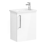 VitrA Zentrum Compact 45cm 1 Door W/H Washbasin Unit (RH Hinge) - High Gloss White